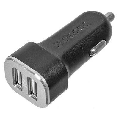 Автомобильное зарядное устройство DEPPA 2xUSB USB type-C 2.4A черный 11284 