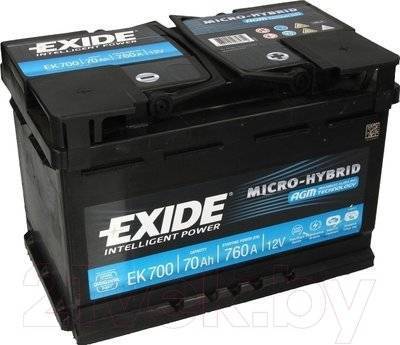 Автомобильный аккумулятор Exide Hybrid AGM EK700 (70 А/ч) 